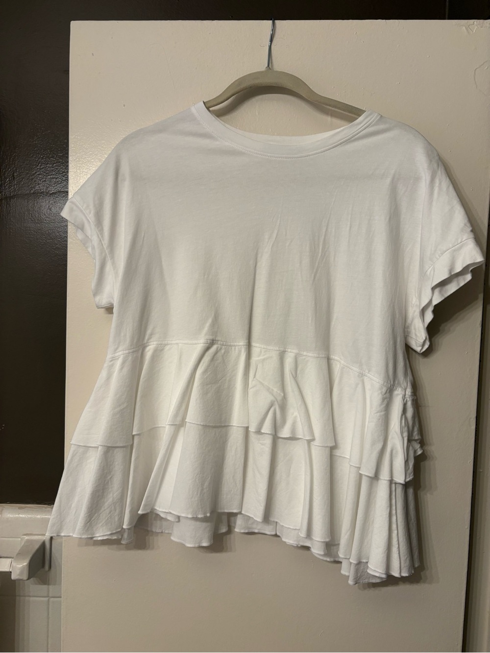Zara White Tiered Ruffled Top